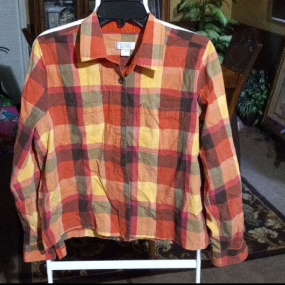 Orange Plaid Button Down Shirt